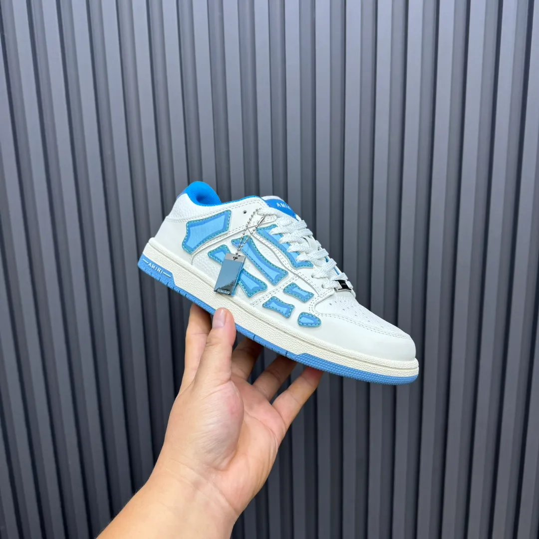 Men's men's shoes 💰600 AMIRI high street sneakers with bone sports shoes, toe layer cowhide upper, upper side bones, hand-stitched, good three-dimensional effect, customized metal LOGO, size 38-45 46